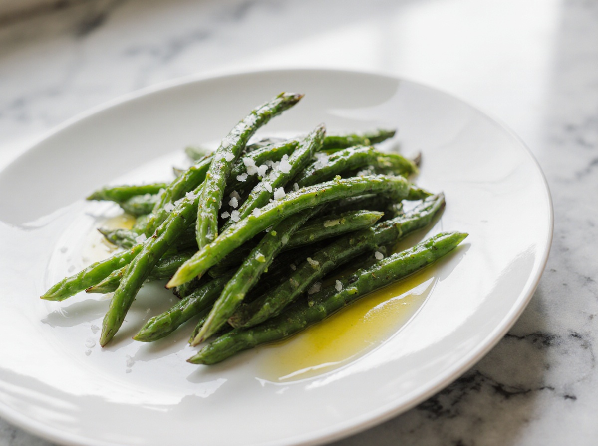 Haricots verts au Airfryer, légèrement grillés et croquants