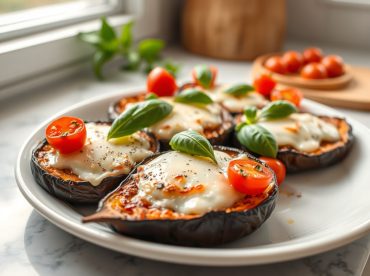 Aubergines façon pizza au Airfryer, délicieuses et colorées.