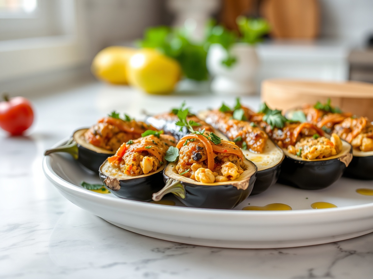 Aubergines farcies en Airfryer, savoureuses et bien dorées