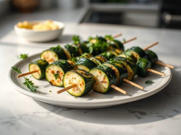 Brochettes de courgettes marinées au Airfryer, savoureuses et colorées