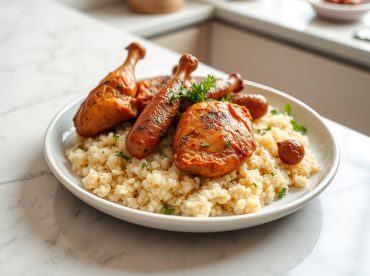 Couscous au poulet et merguez, savoureux et prêt en un rien de temps avec l'Airfryer.