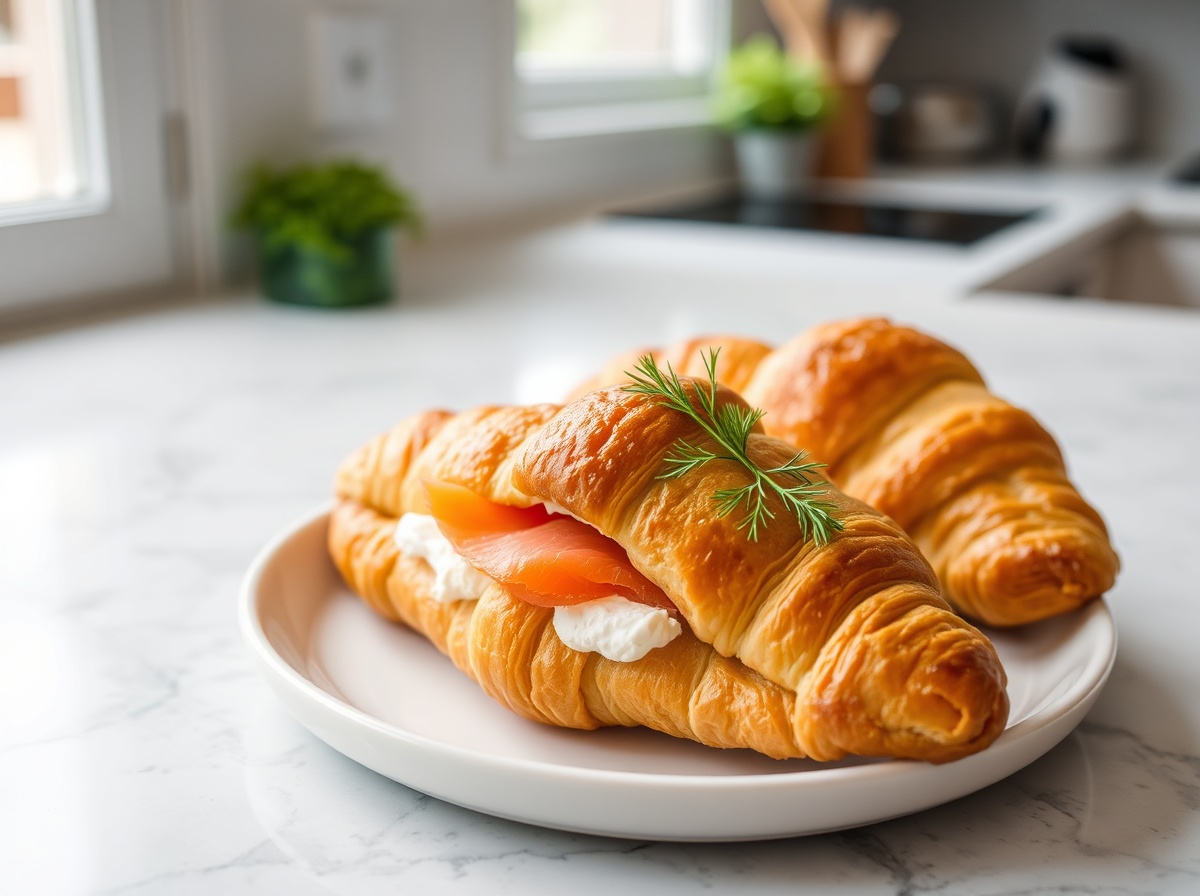 Croissants au saumon fumé préparés à l'Airfryer, croustillants et savoureux