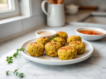 Croquettes de pois cassés croustillantes en Airfryer, parfaites pour une entrée saine.