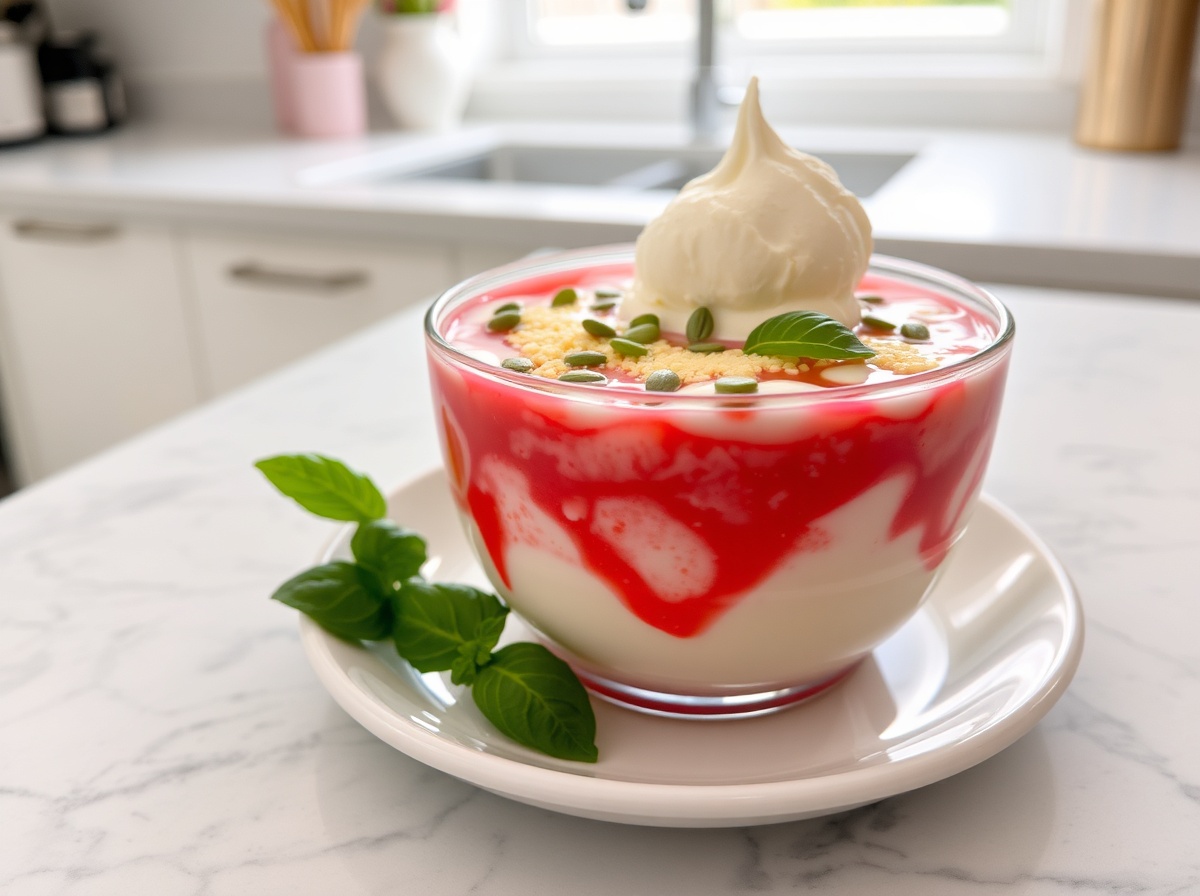 Falooda préparé en Airfryer, coloré et rafraîchissant