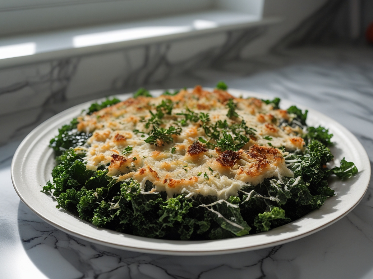 Gratin de chou kale au Airfryer, crémeux et savoureux