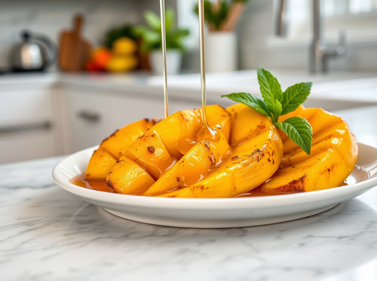Mangue rôtie au Airfryer, sucrée et parfaitement caramélisée