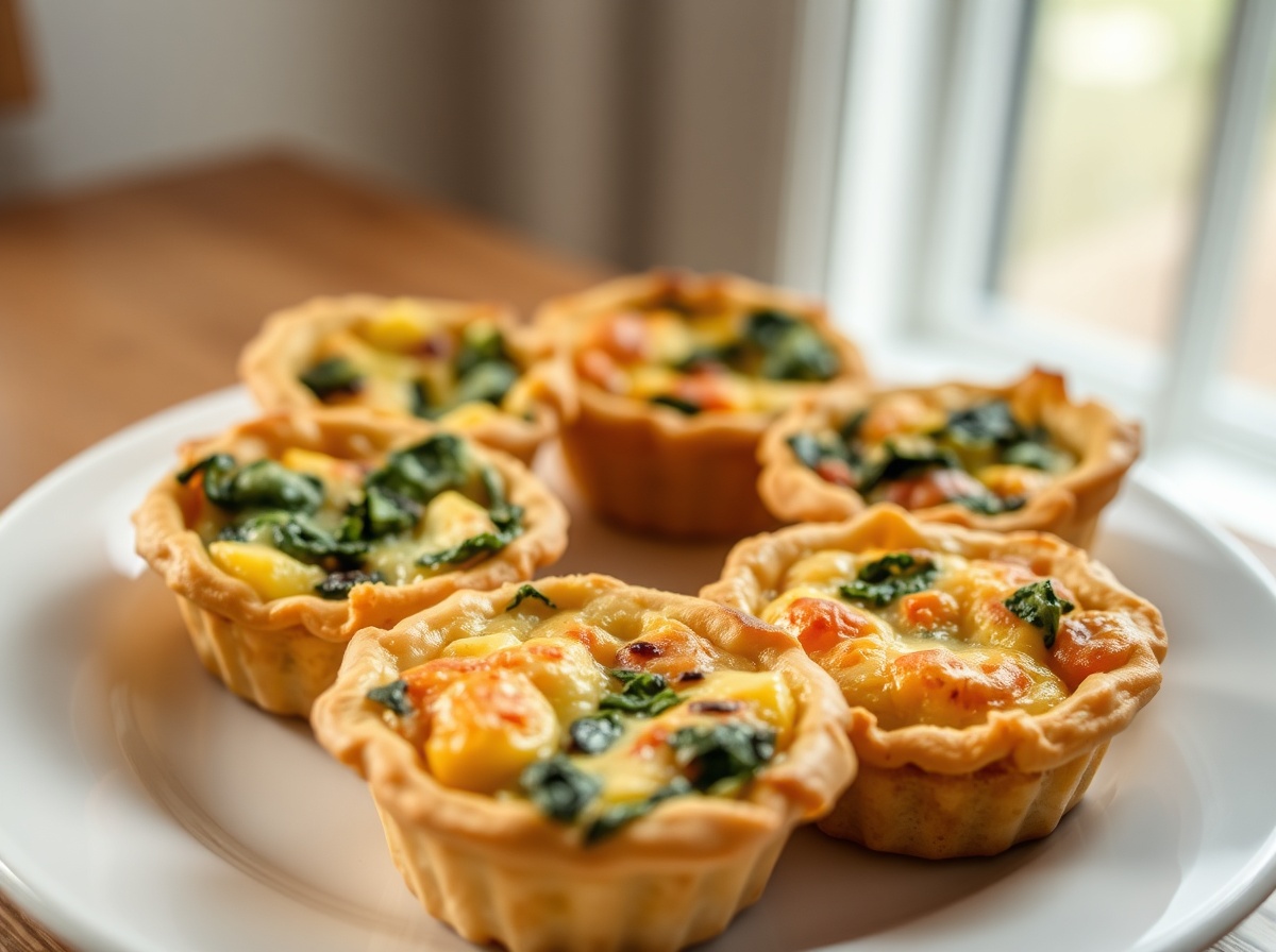 Savoureuses mini-quiches aux légumes cuites en Airfryer, prêtes en un rien de temps.
