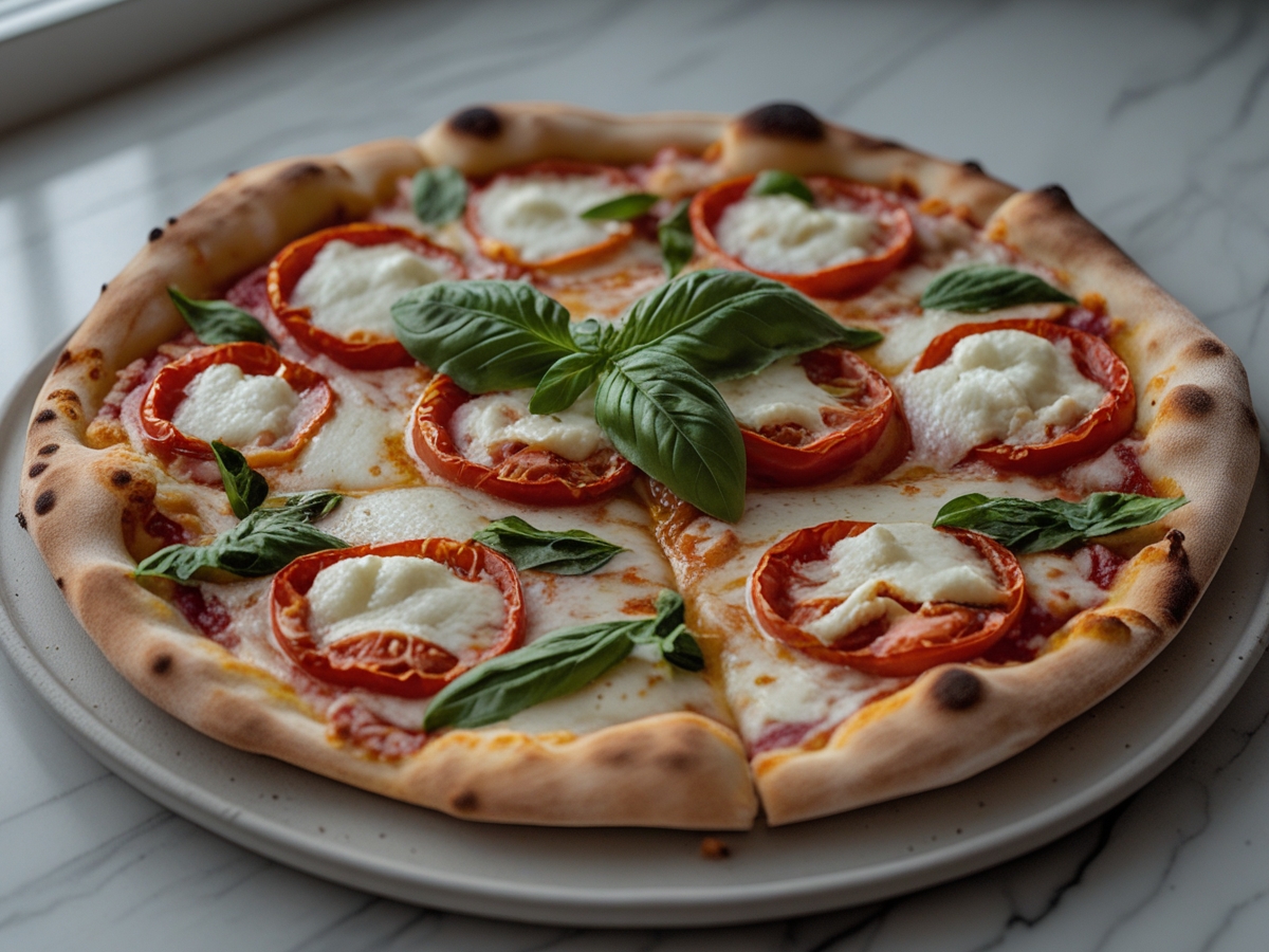 Pizza au airfryer garnie de mozzarella fondante et pâte croustillante