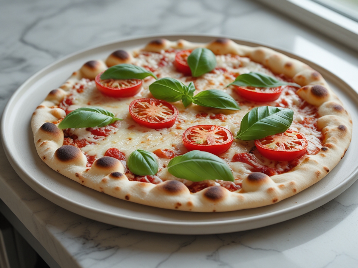 Savoureuse pizza au pain naan, croustillante et cuite à l'Airfryer.