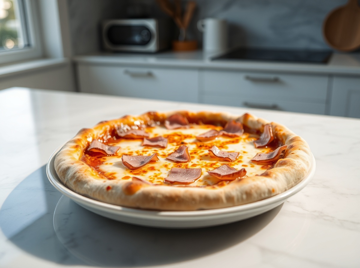 Pizza jambon mozzarella au Airfryer, fondante et croustillante