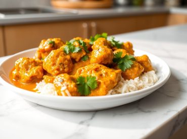 Savoureux poulet au curry préparé en Airfryer, riche en saveurs et légèrement épicé.