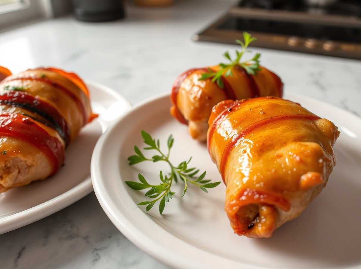 Poulet enrobé de bacon au Airfryer, croustillant et savoureux