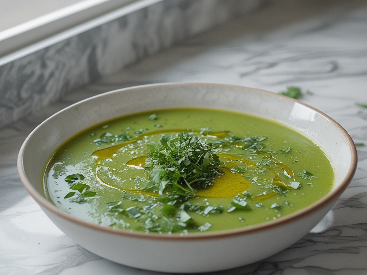 Soupe detox aux légumes verts en Airfryer, saine et délicieuse