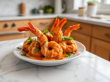 Délicieuses crevettes bang bang préparées en Airfryer, croustillantes et savoureuses