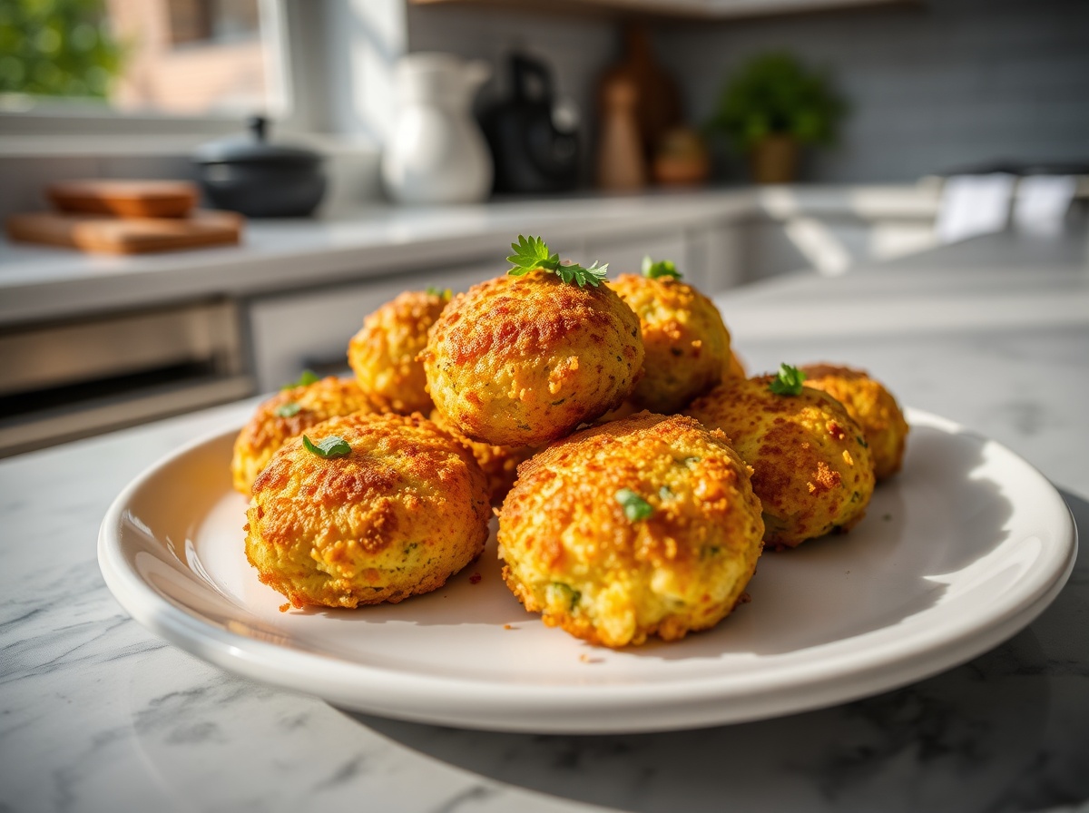 Savoureuses croquettes de courgettes cuites à l'Airfryer, dorées à souhait.