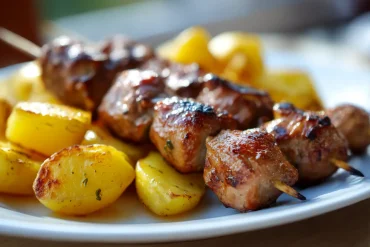 Savoureuses keftas de porc et pommes de terre au Airfryer, parfaitement dorées.