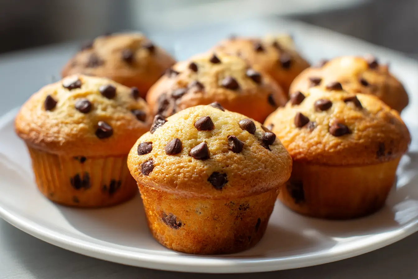Muffins aux pépites de chocolat cuits à l'Airfryer, moelleux et savoureux.