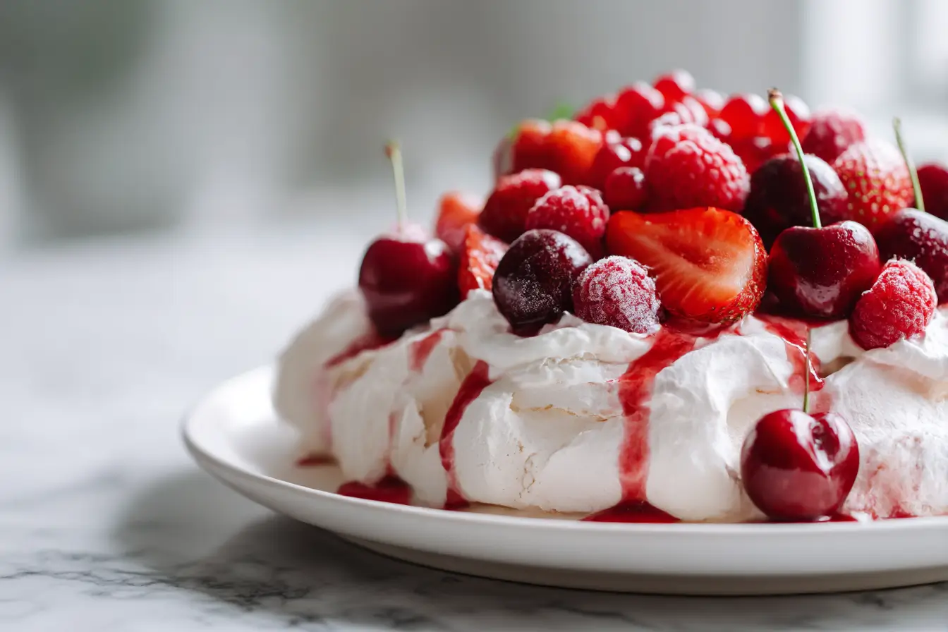 Pavlova aux fruits rouges cuite en Airfryer, légère et gourmande