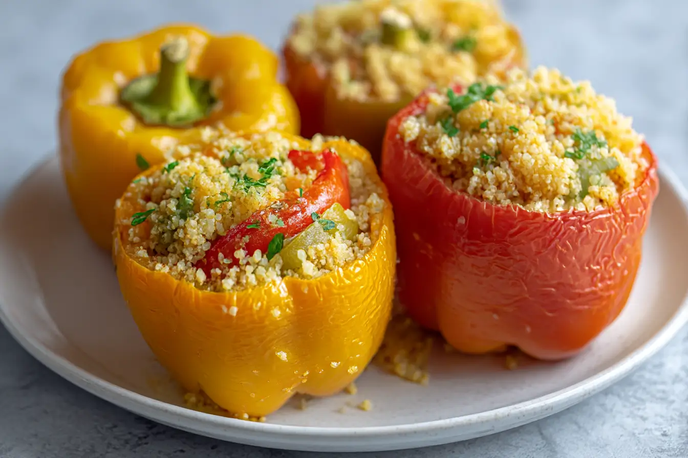 Poivrons farcis au boulgour en Airfryer, colorés et savoureux