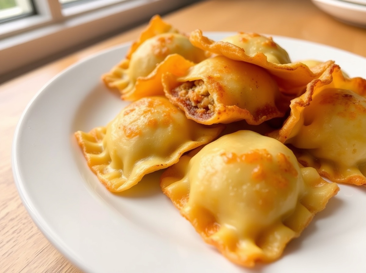 Savoureuses ravioles croustillantes préparées en Airfryer.