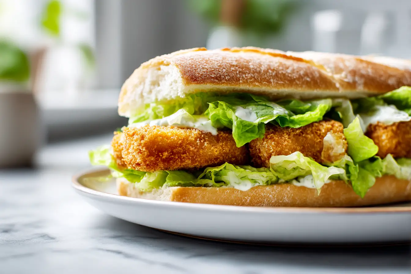 Sandwich aux doigts de poisson en Airfryer, croustillant à souhait