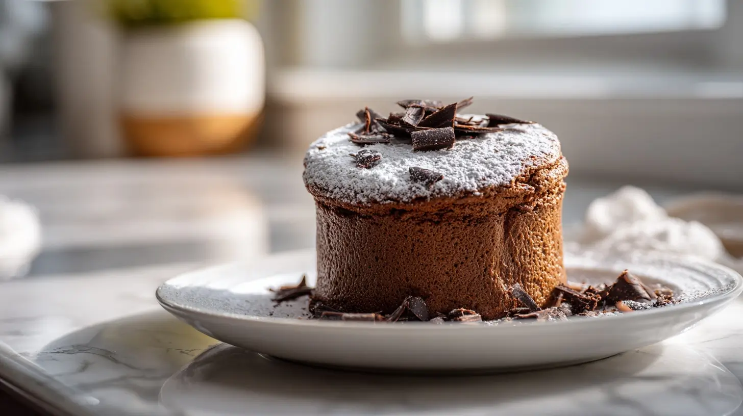 Délicieux soufflé au chocolat préparé en Airfryer, léger et fondant.