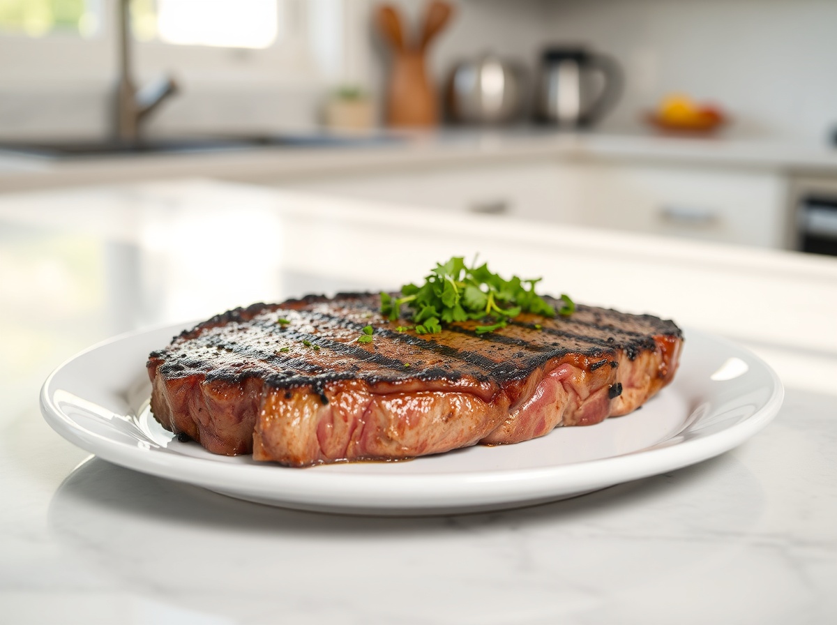 Savoureux steak haché cuit à l'Airfryer, juteux et parfait.