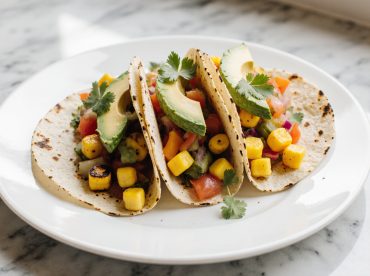 Savoureux tacos végétariens au maïs grillé préparés en Airfryer.
