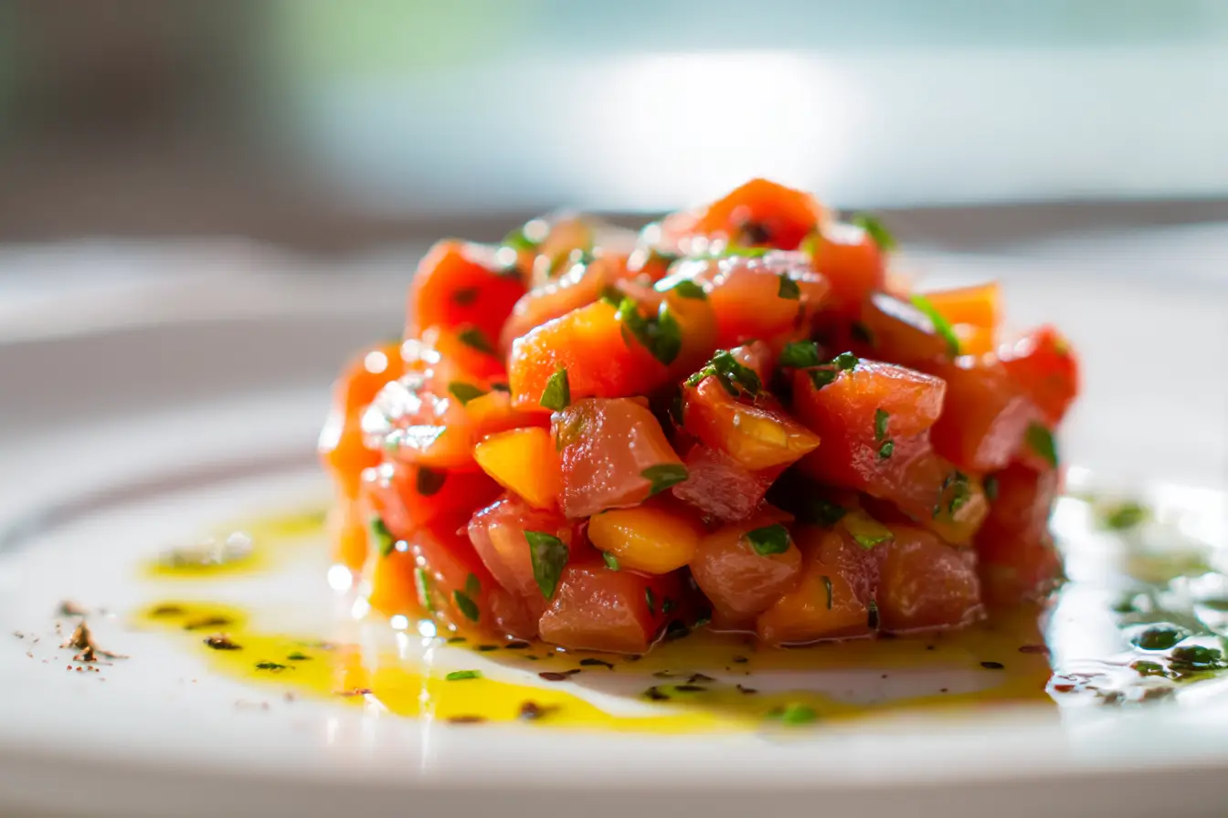 Tartare de tomates en Airfryer, frais et coloré