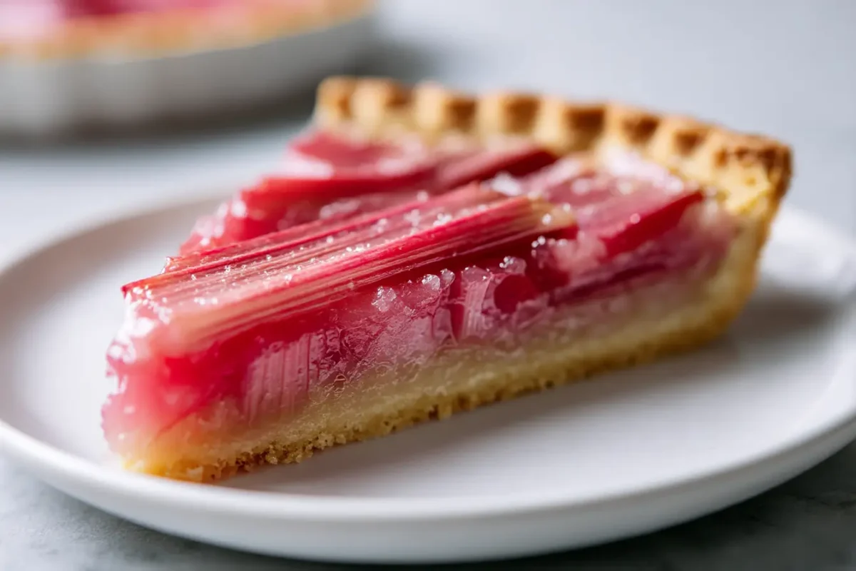 Tarte à la rhubarbe délicieuse préparée en Airfryer, croustillante et sucrée.