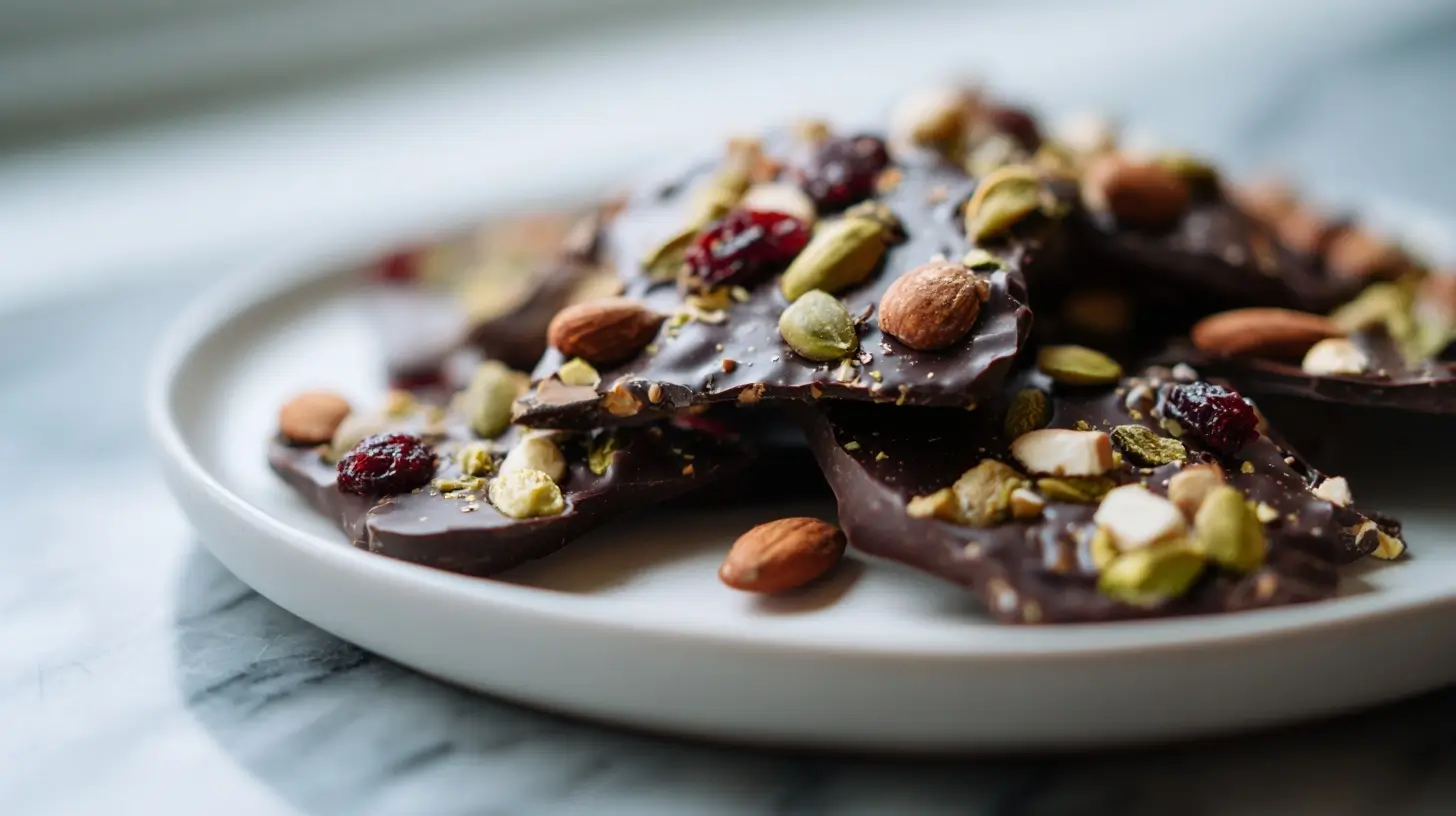Bark au chocolat et fruits secs grillés en Airfryer, le snack parfait et gourmand.