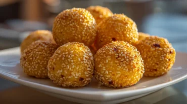 Boules de Noël au fromage et au sésame cuites au Airfryer, dorées et savoureuses
