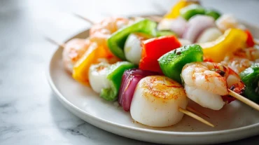 Savoureuses brochettes de fruits de mer au Airfryer, grillées à la perfection