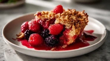 Crumble healthy aux fruits rouges préparé en Airfryer, croustillant et savoureux