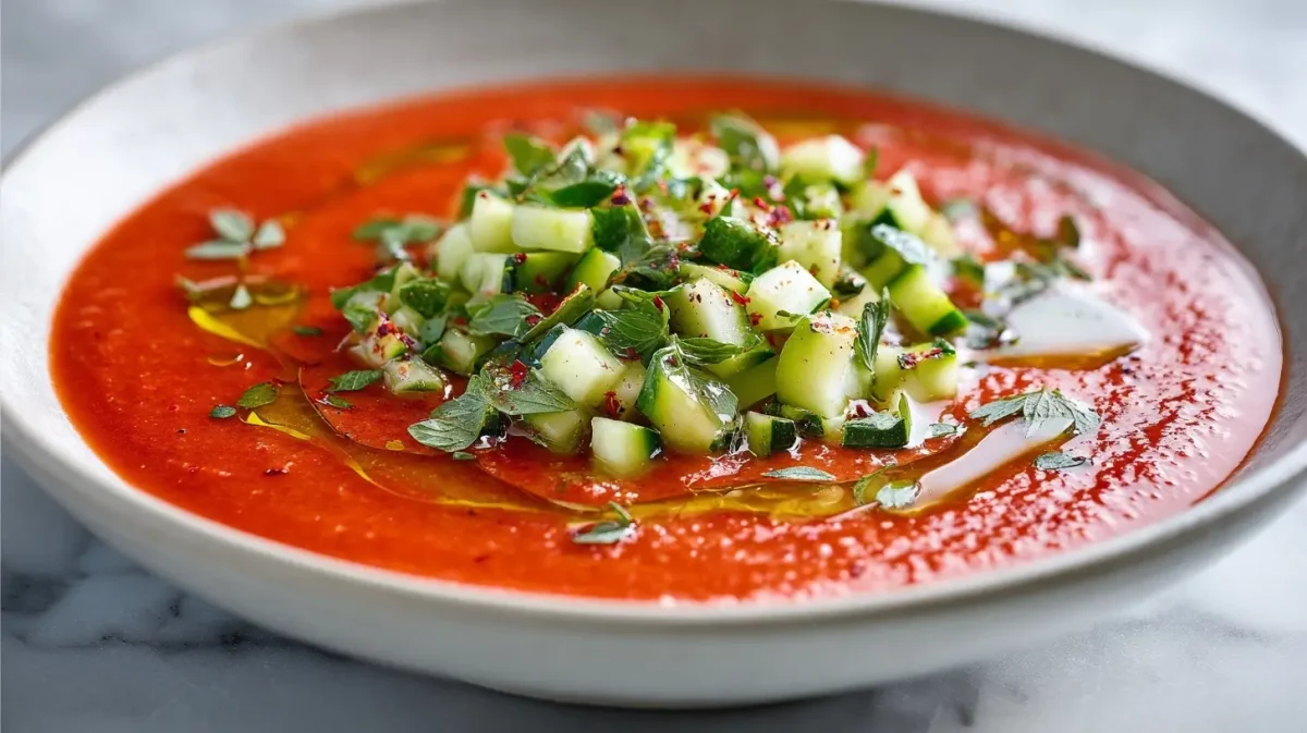 Gaspacho de courgettes préparé en Airfryer, frais et savoureux