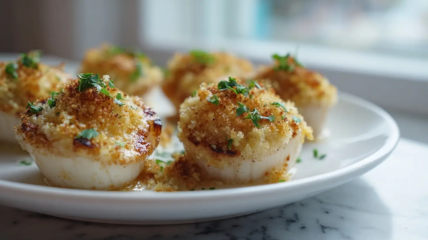 Noix de saint-jacques gratinées au Airfryer, délicatement dorées et savoureuses