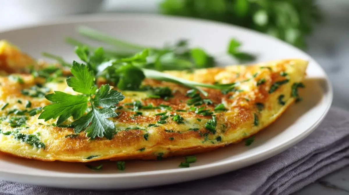Omelette aux fines herbes cuite à l'Airfryer, légère et savoureuse