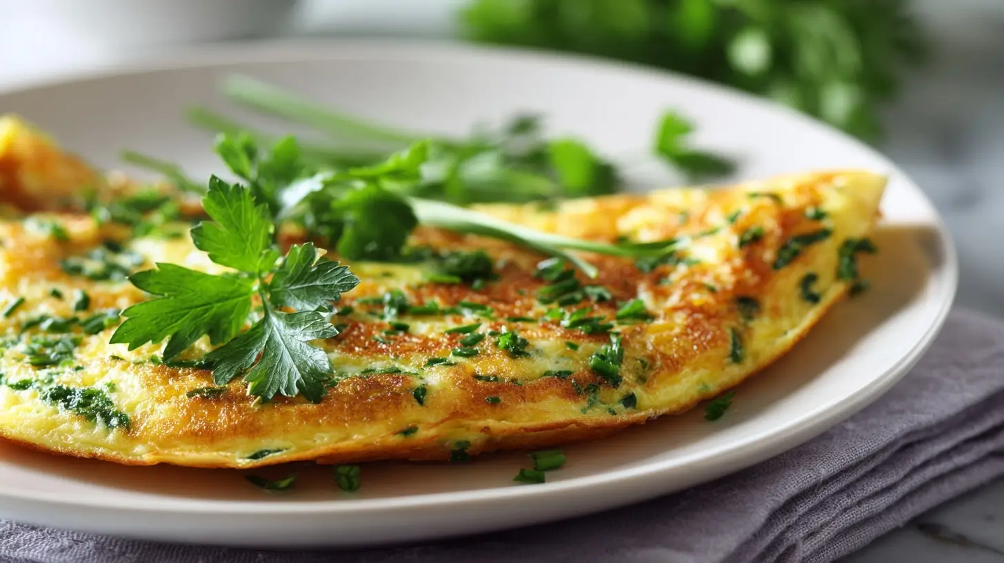 Omelette aux fines herbes cuite à l'Airfryer, légère et savoureuse