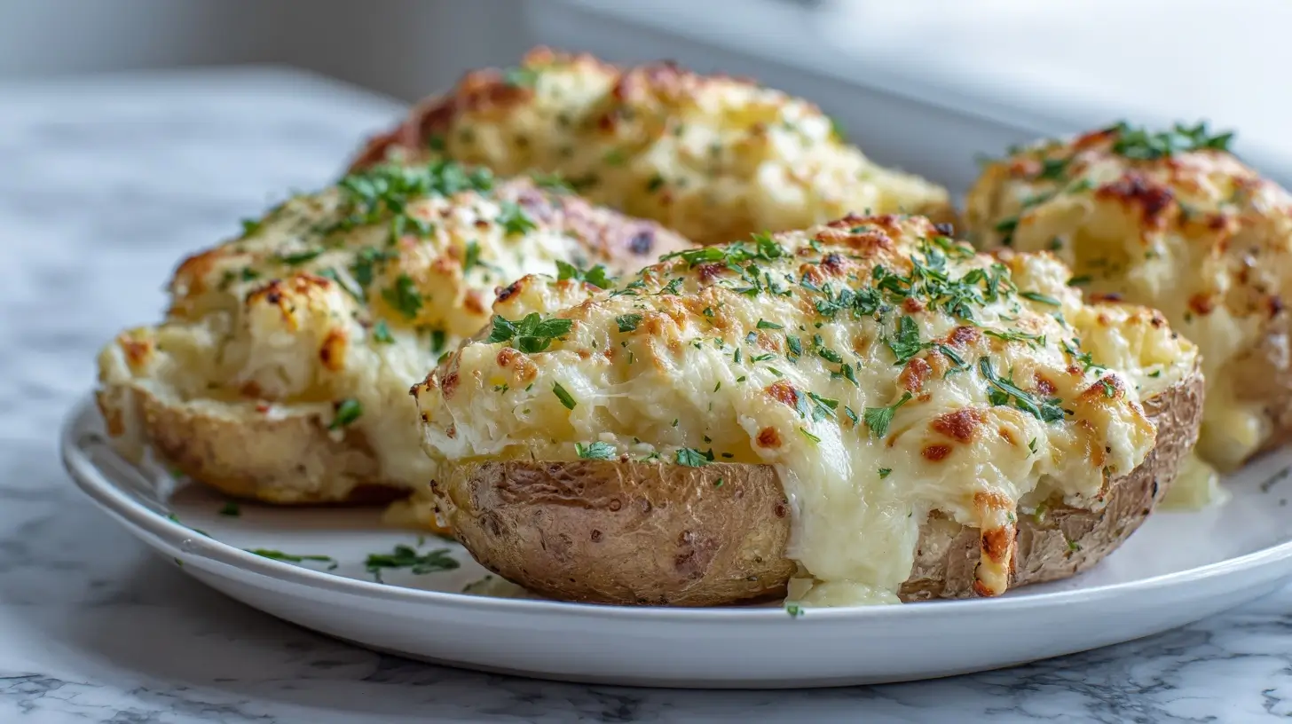Pommes de terre farcies raclette en Airfryer, croustillantes et savoureuses