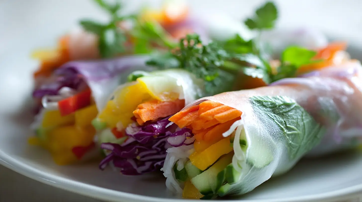 Rouleaux de printemps croustillants en Airfryer, légers et savoureux.