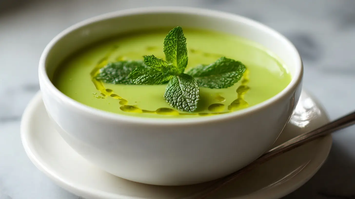 Savoureuse soupe froide de petits pois préparée en Airfryer, fraîche et légère