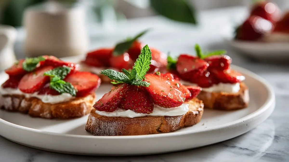 Savoureuses tartines aux fraises préparées dans l'Airfryer, dorées à souhait.