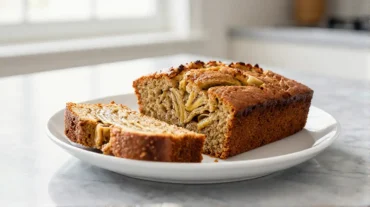 Délicieux banana bread moelleux, cuit à l'Airfryer pour un petit-déjeuner parfait.
