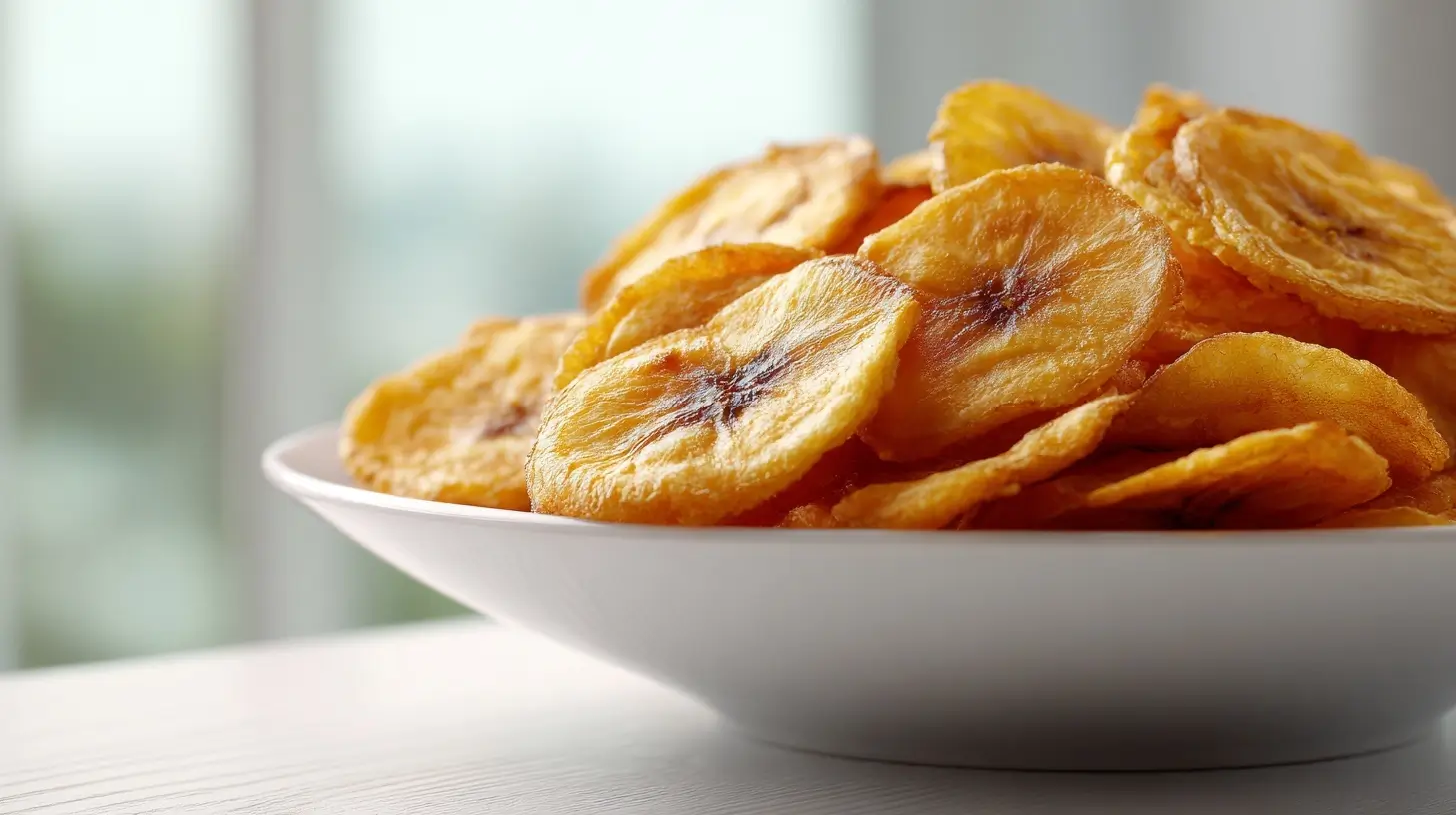 Fines chips de banane croustillantes en Airfryer, saines et savoureuses