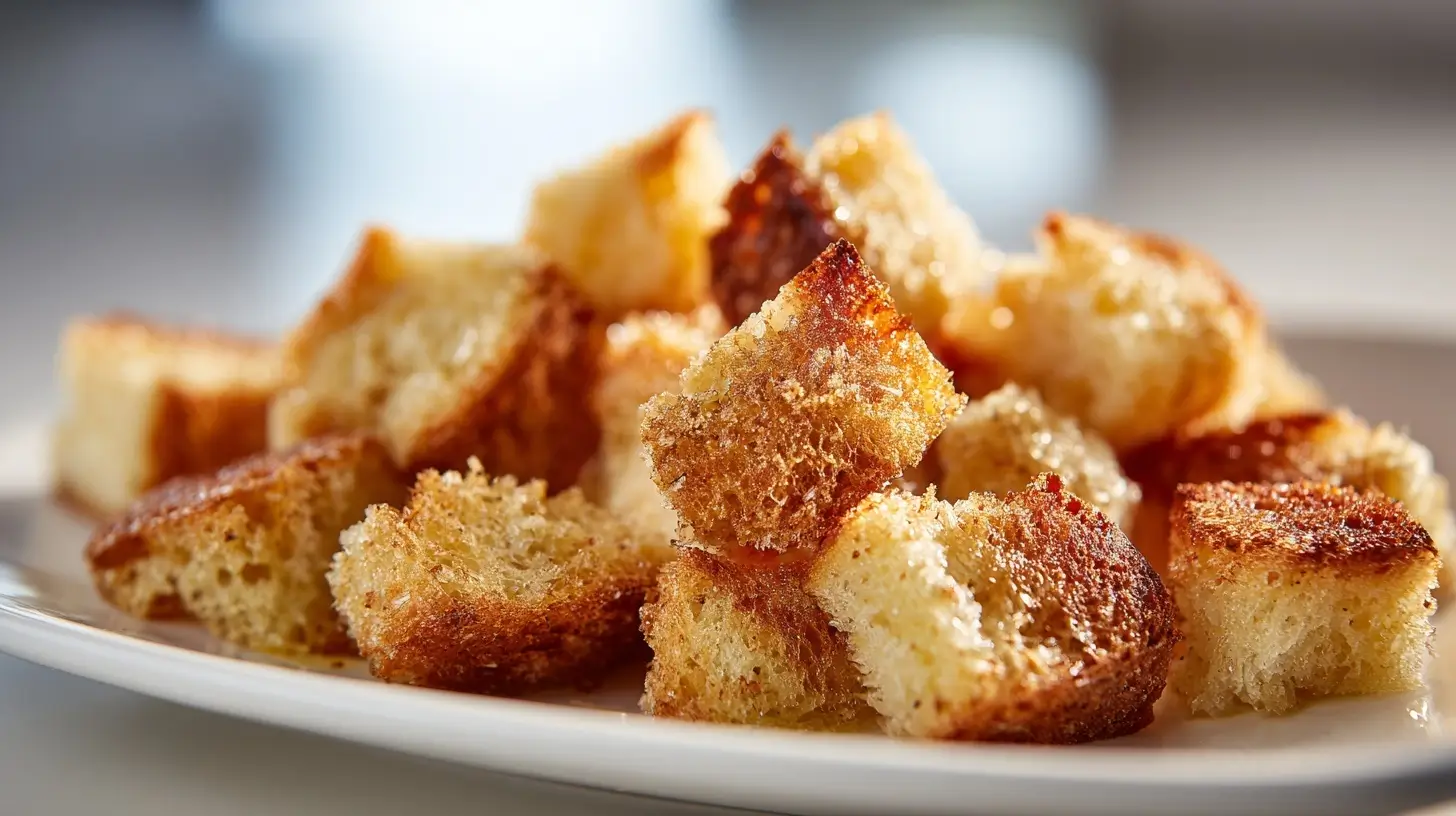 Des croutons croustillants préparés en Airfryer, parfaits pour vos salades.