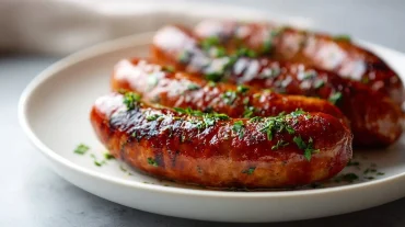 Saucisses juteuses et dorées en Airfryer, prêtes à être dégustées
