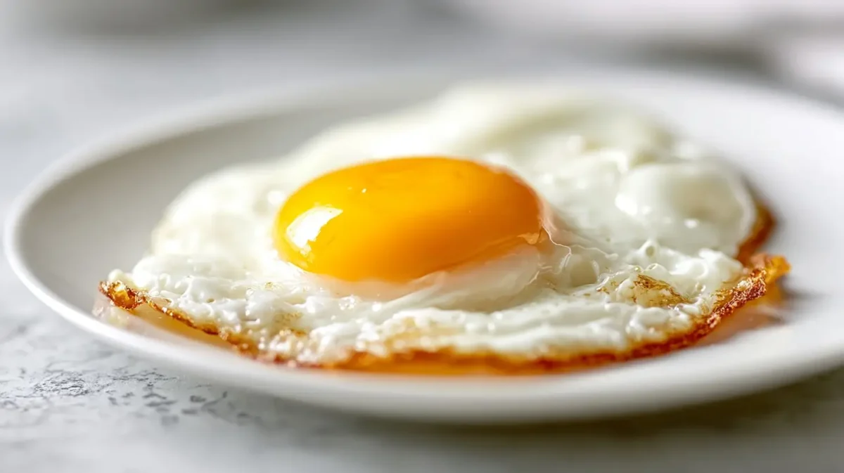 Un œuf au plat parfaitement cuit en Airfryer, jaune coulants et savoureux