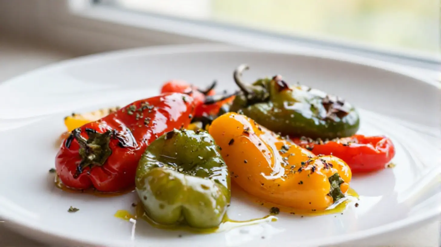 Poivrons cuits à la perfection en Airfryer, colorés et savoureux.
