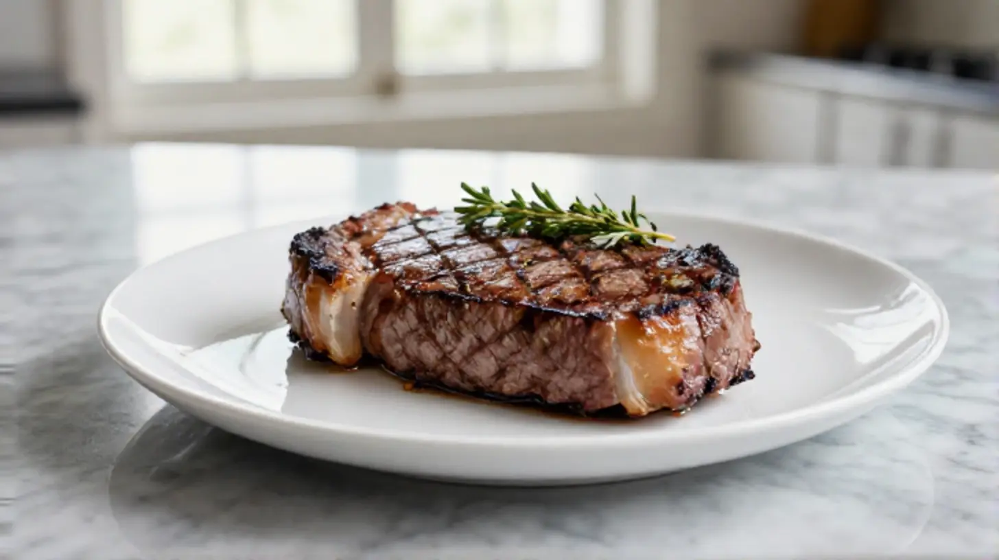 Rumsteak juteux cuit en Airfryer, savoureux et parfaitement saignant.