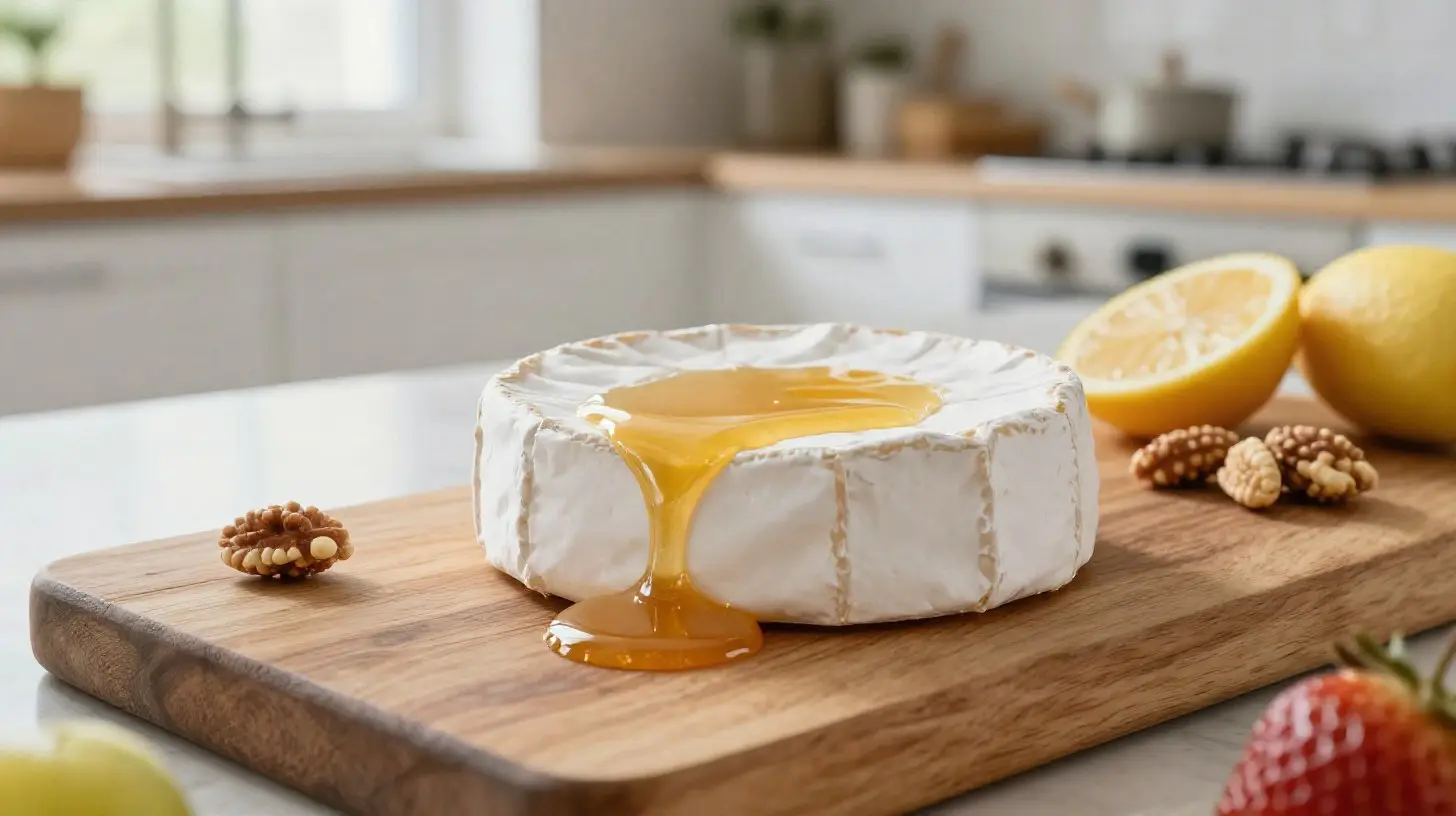 Délicieux brie au miel préparé dans un airfryer, croustillant et fondant.